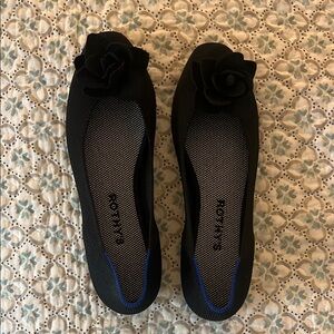 Rothy's Black Flats with Floral Accent